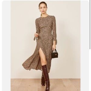 New REFORMATION
Zelda tie-detailed leopard-print crepe midi dress